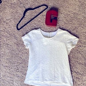 White lace detail short sleeved blouse
